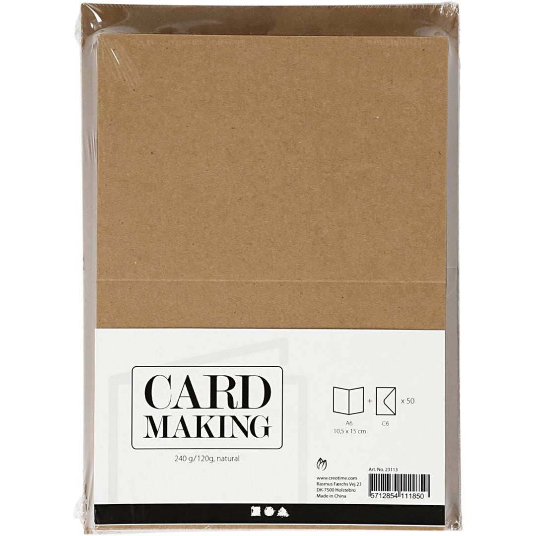 creativ company kaarten met envelop naturel - 10,5x15 cm - 50st | CREA23113 | 4