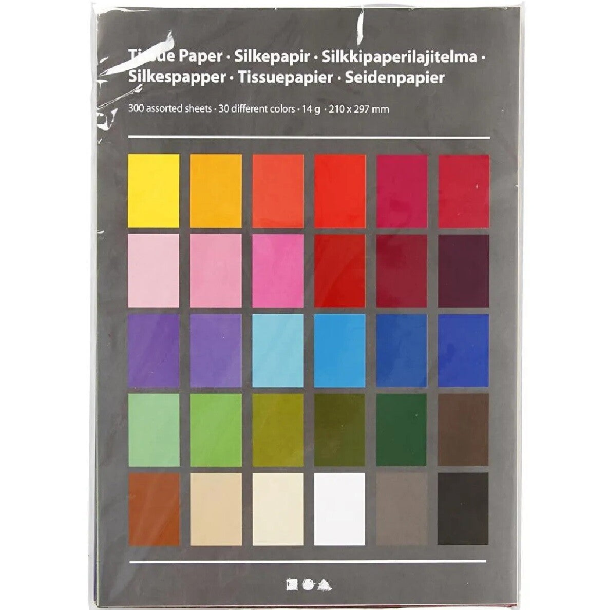 creotime zijdepapier A4 30 kleuren - 300st | 20914 | 1
