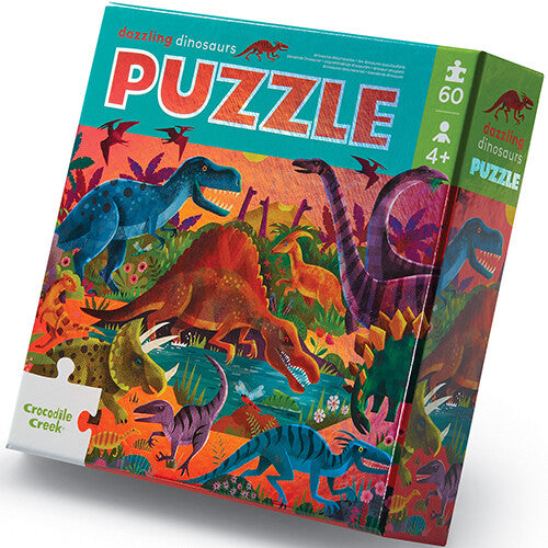 crocodile creek puzzel met holografisch folie - dinosaurussen - 60st | CC79052 | 0