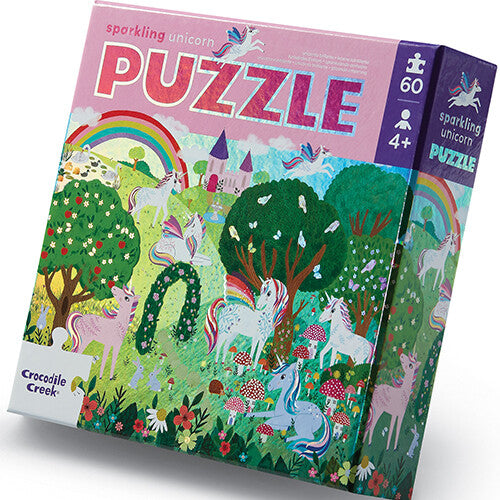 crocodile creek puzzel met holografische folie - sprankelende eenhoorns - 60st | CC79053 | 0