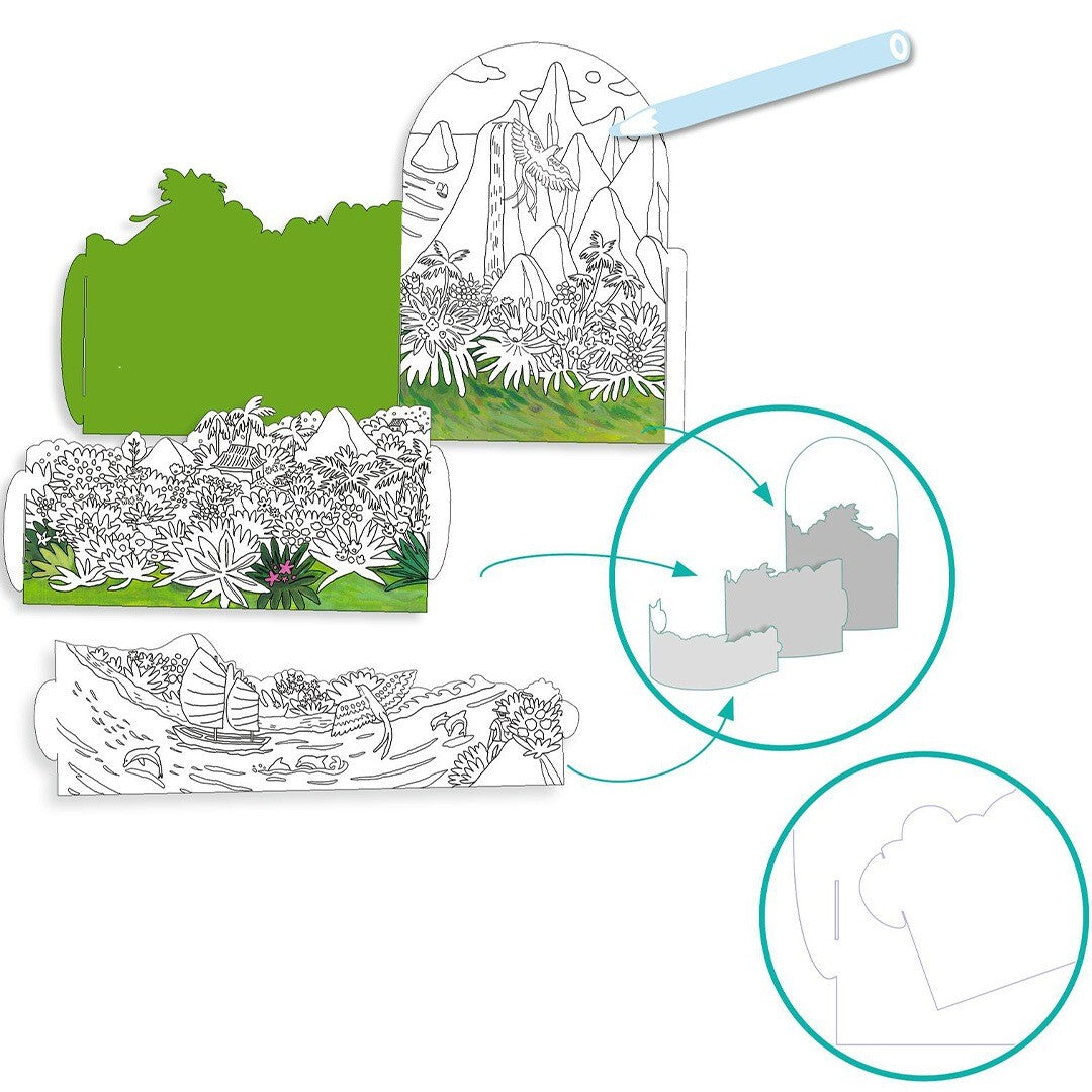 djeco 3D kleurplaat - on top of my island | DJ08744 | 2