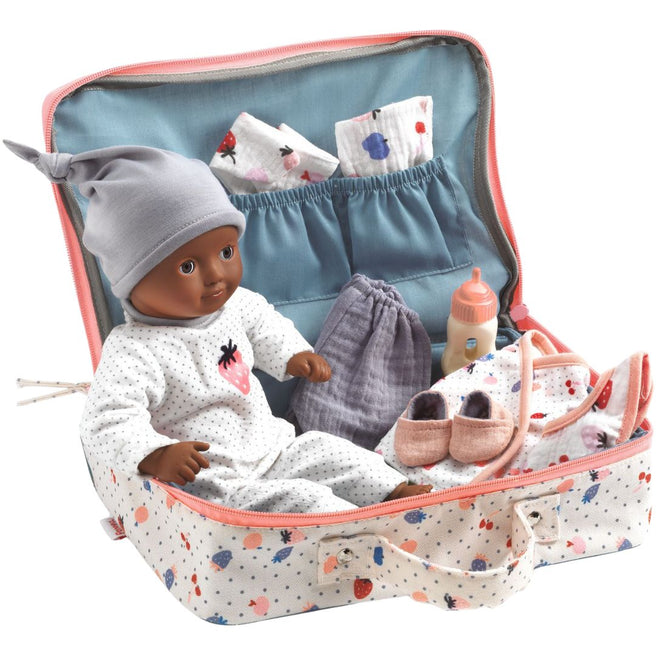 djeco babypop pomea kofferset - cerise - 32 cm | DJ07867 | 0