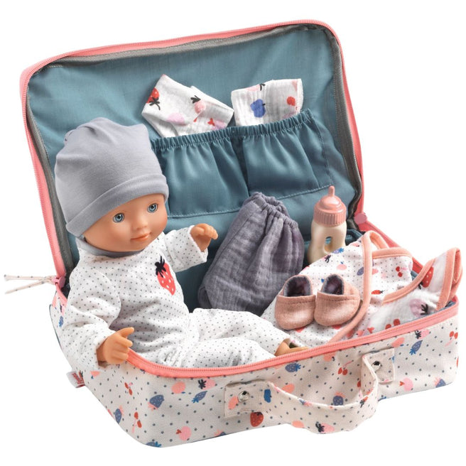 djeco babypop pomea kofferset - vanille - 32 cm | DJ07866 | 0