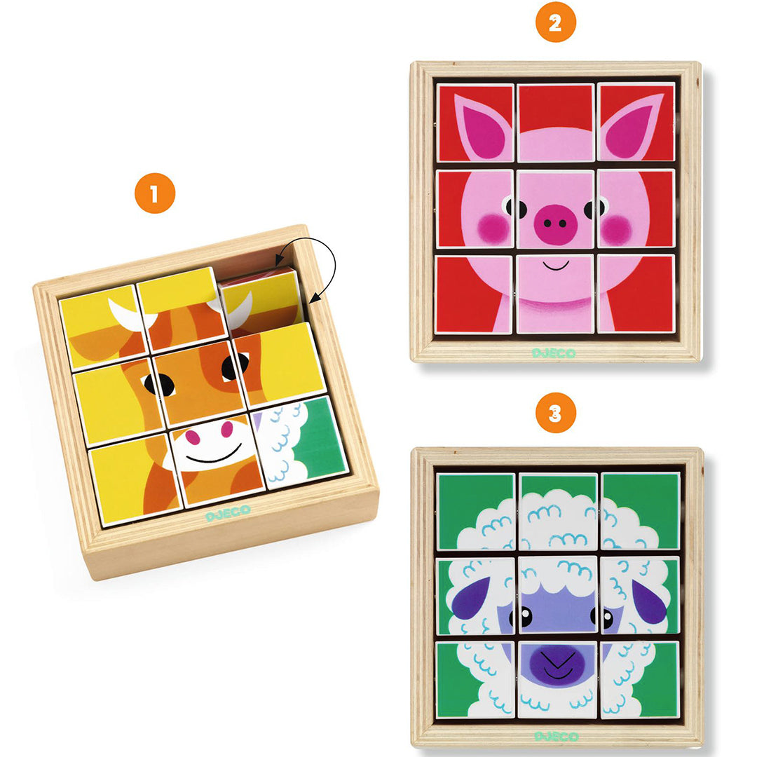 djeco bloc puzzle animoroll - 9pcs