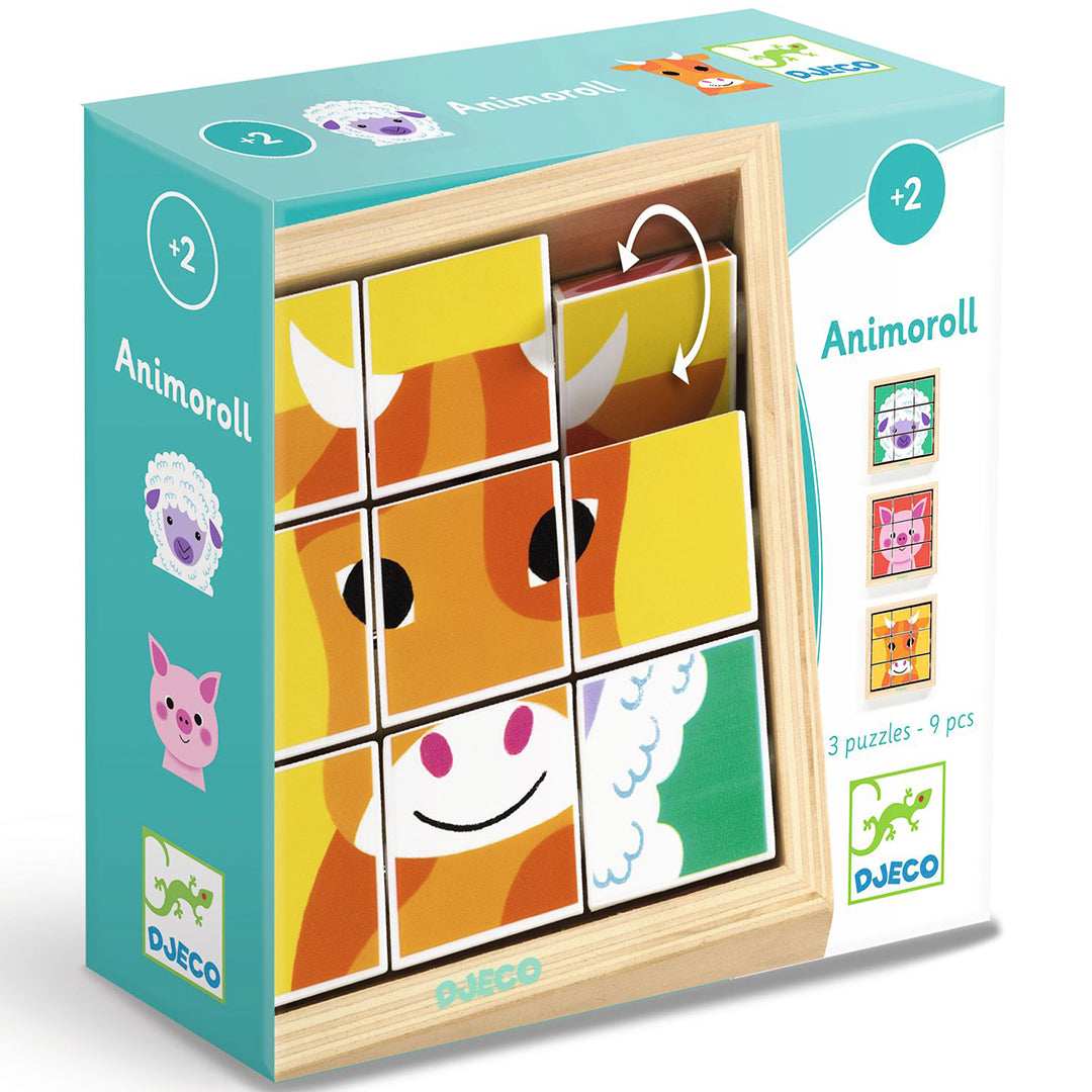 djeco bloc puzzle animoroll - 9pcs
