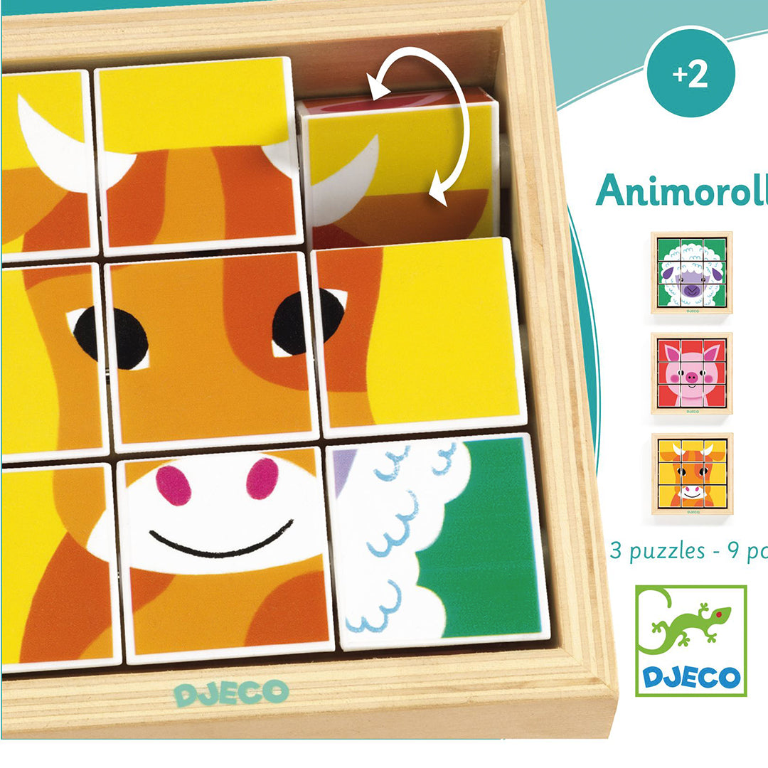 djeco bloc puzzle animoroll - 9pcs