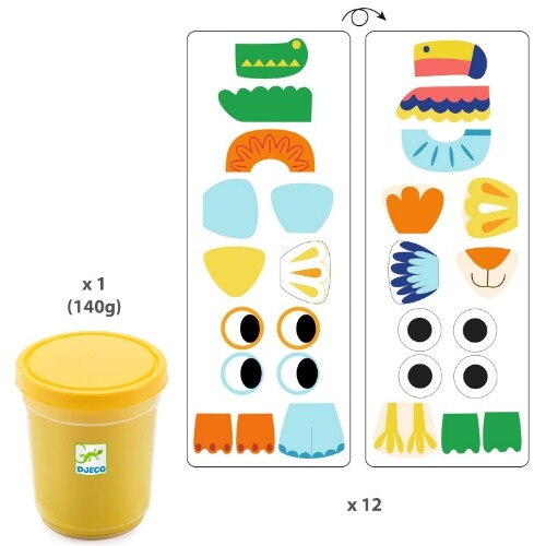 djeco boetseerklei met houten illustraties myanimodels - dieren - 12st | DJ09030 | 1