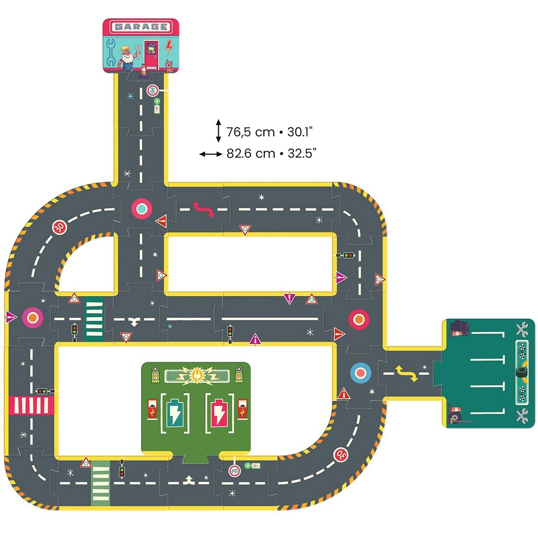 djeco crazy motors vloerpuzzel autoweg - 26st | DJ05498 | 2