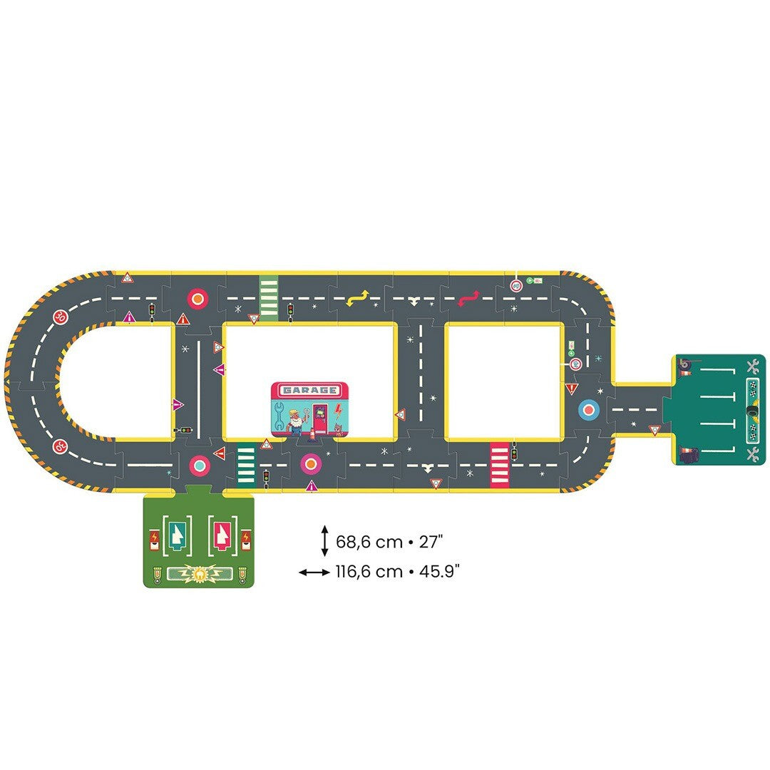 djeco crazy motors vloerpuzzel autoweg - 26st | DJ05498 | 3