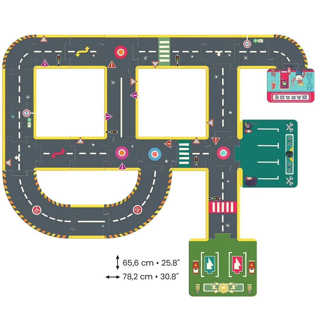 djeco crazy motors vloerpuzzel autoweg - 26st | DJ05498 | 4