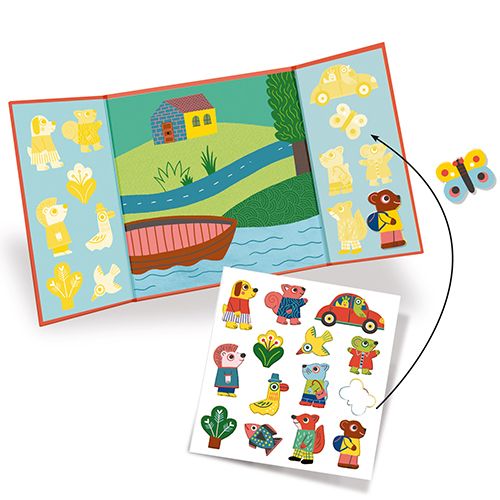 djeco herbruikbare stickers dieren - 14st | DJ09071 | 1