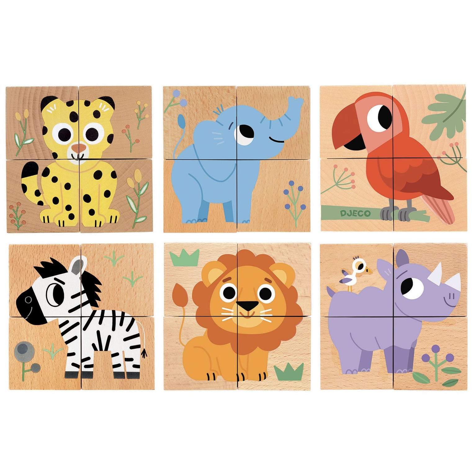djeco houten blokpuzzel wild & co | DJ01904 | 0