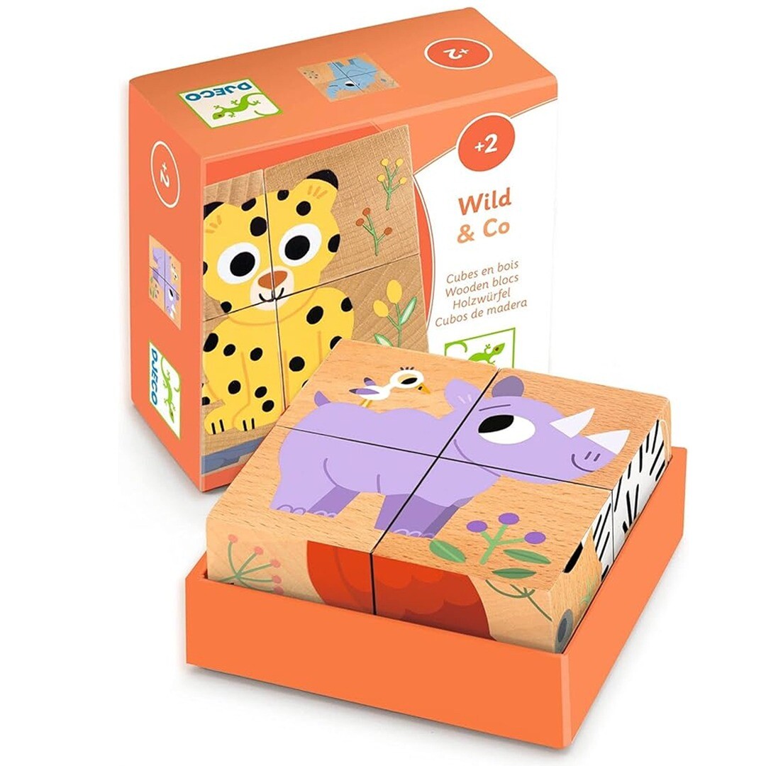 djeco houten blokpuzzel wild & co | DJ01904 | 1