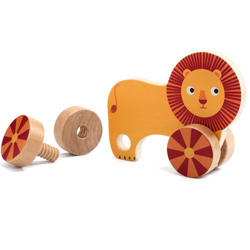 djeco houten puzzel dieren op wielen (15st) | DJ01684 | 3