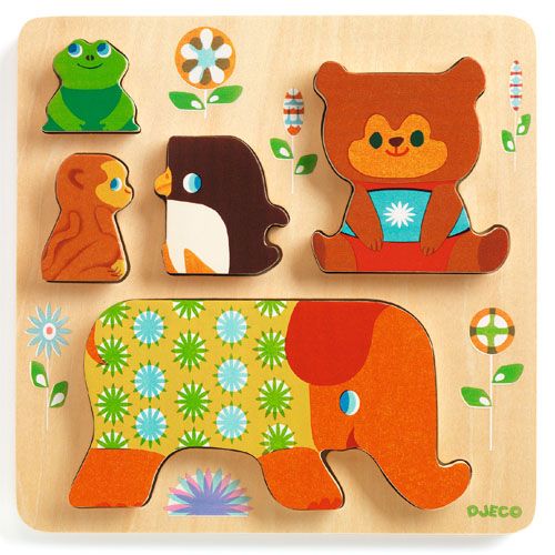 djeco houten puzzel dierentuindieren (5st) | DJ01056 | 0