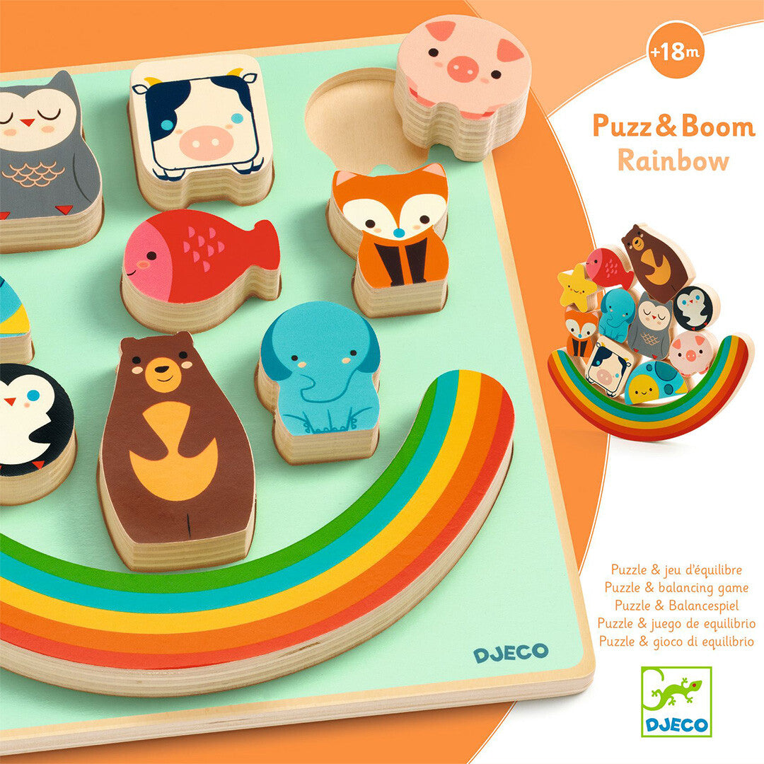 djeco houten puzzel en balanceerspel - rainbow - 11st | DJ01076 | 0