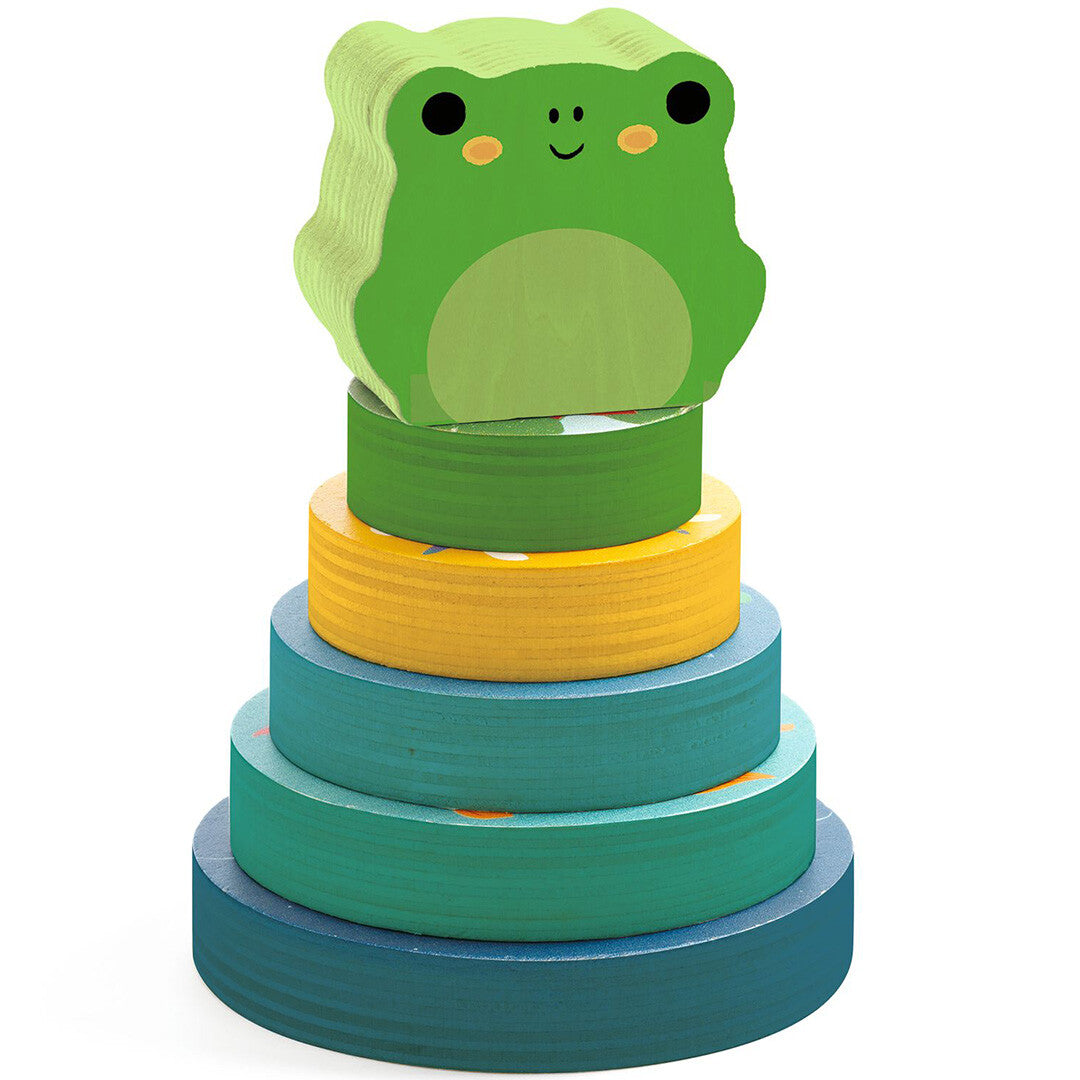 djeco houten puzzel en stapeltoren - rainbow - 7st | DJ01077 | 2