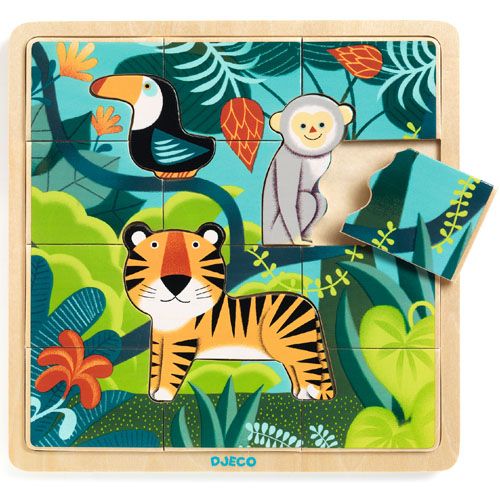 djeco houten puzzel jungle (15st) | DJ01810 | 0