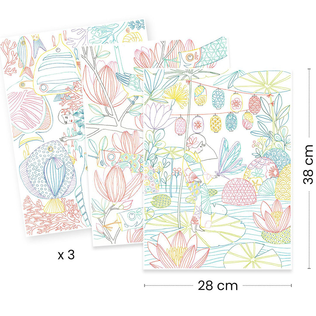 djeco kleurplaten in portfolio map - japan - 3st | DJ08694 | 1