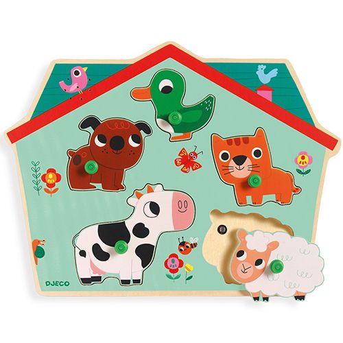djeco knoppuzzel met geluid dieren (5st) | DJ01707 | 0