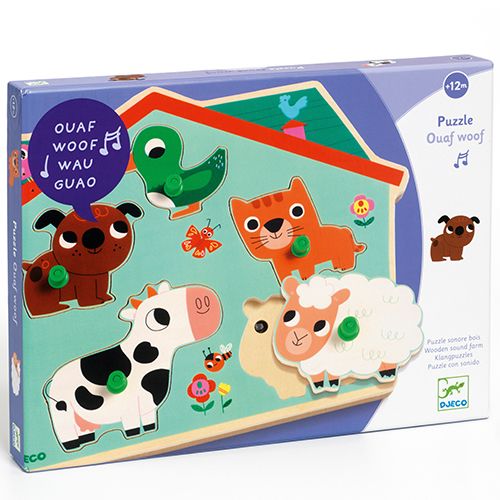 djeco knoppuzzel met geluid dieren (5st) | DJ01707 | 3