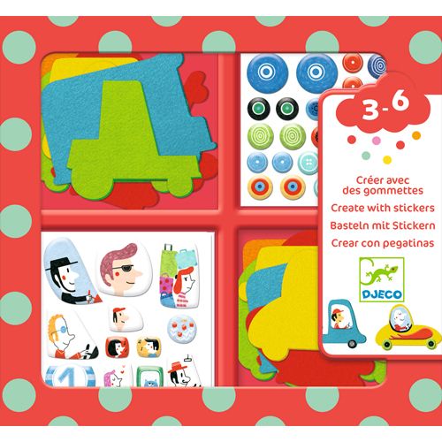 djeco knutselset creëren met stickers - auto's | DJ09051 | 0