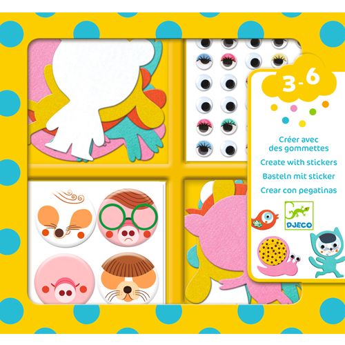 djeco knutselset creëren met stickers - dieren  | DJ09050 | 0