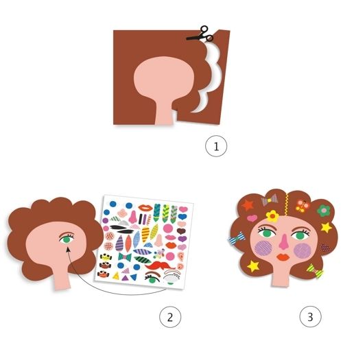 djeco knutselset creëren met stickers - kapper | DJ09045 | 3