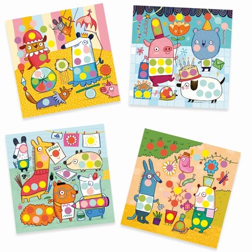 djeco knutselset creëren met stickers - stippen - dieren | DJ09044 | 1