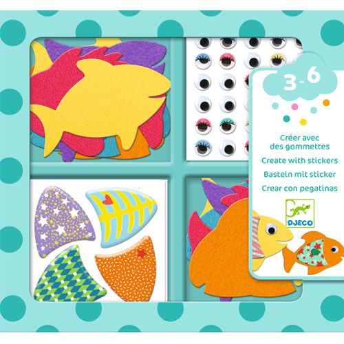 djeco knutselset creëren met stickers - vissen | DJ09052 | 0