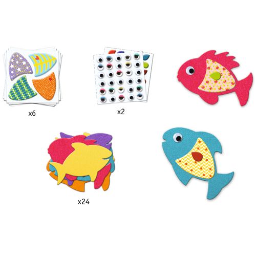 djeco knutselset creëren met stickers - vissen | DJ09052 | 1