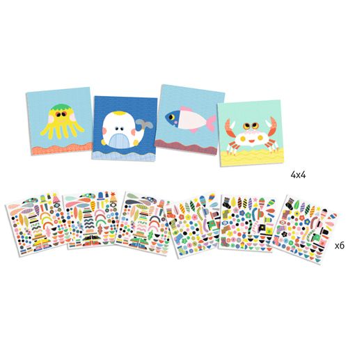 djeco knutselset creëren met stickers - zeedieren | DJ08931 | 1
