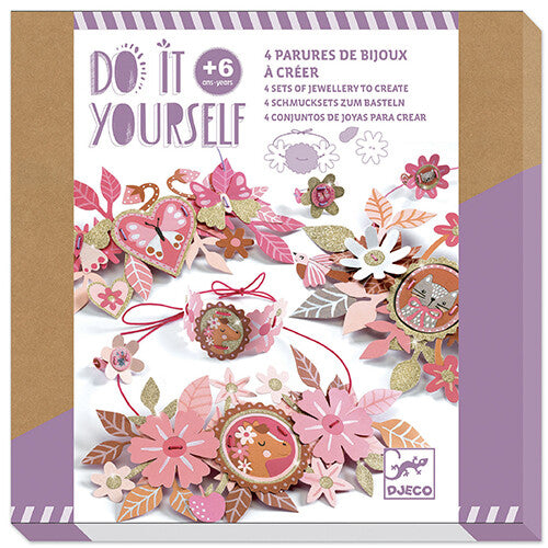djeco knutselset diy - bloemen sieraden - delicate medallions | DJ07958 | 0