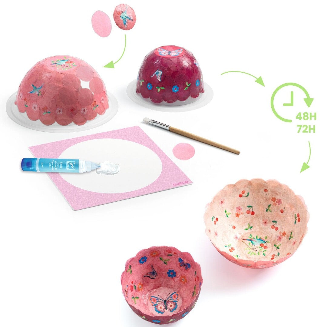 djeco knutselset diy papier maché kommen - bloemen - 2st | DJ07982 | 2