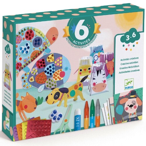 djeco knutselset zes activiteiten - dieren | DJ09293 | 0