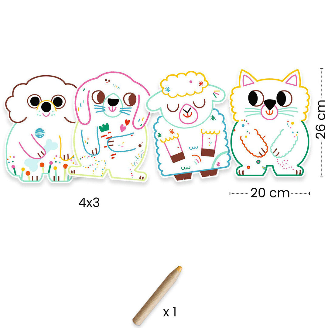 djeco magische kleurplaten - potlood - huisdieren | DJ00061 | 2