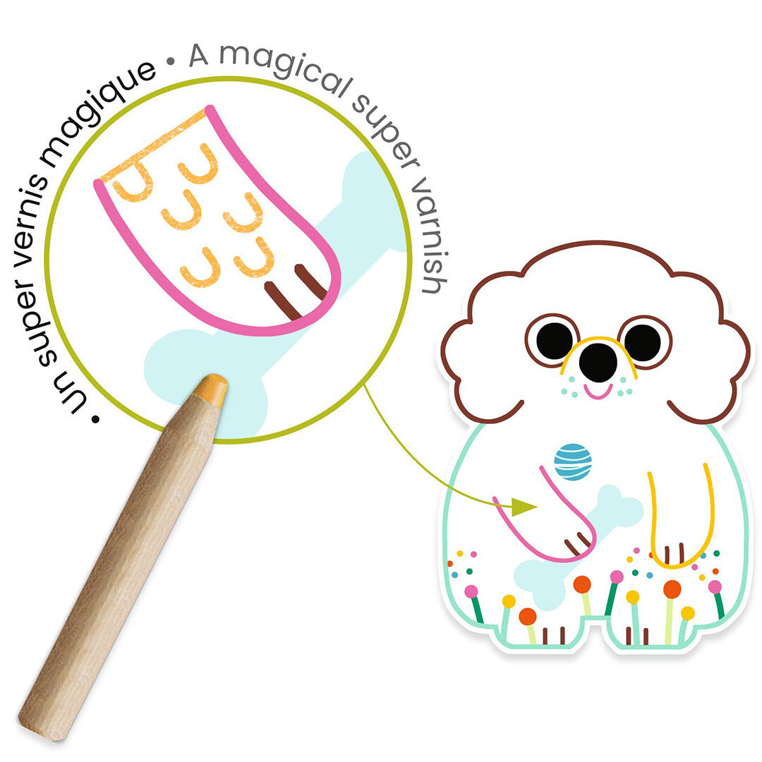 djeco magische kleurplaten - potlood - huisdieren | DJ00061 | 3