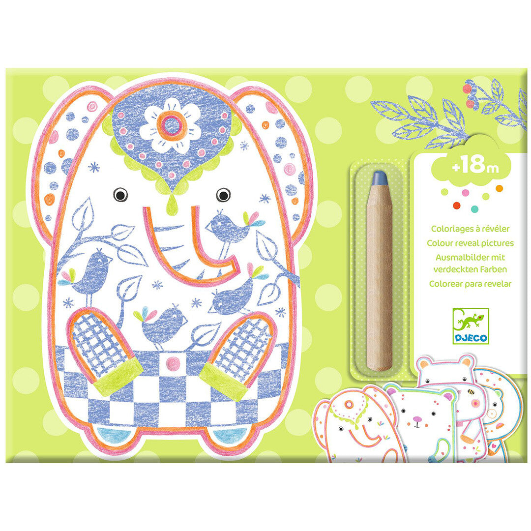 djeco magische kleurplaten - potlood - wilde dieren | DJ00062 | 0