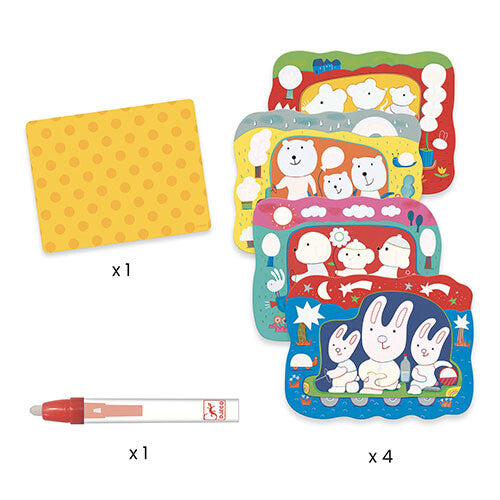 djeco magische kleurplaten - verstopt op de weg  | DJ09066 | 1