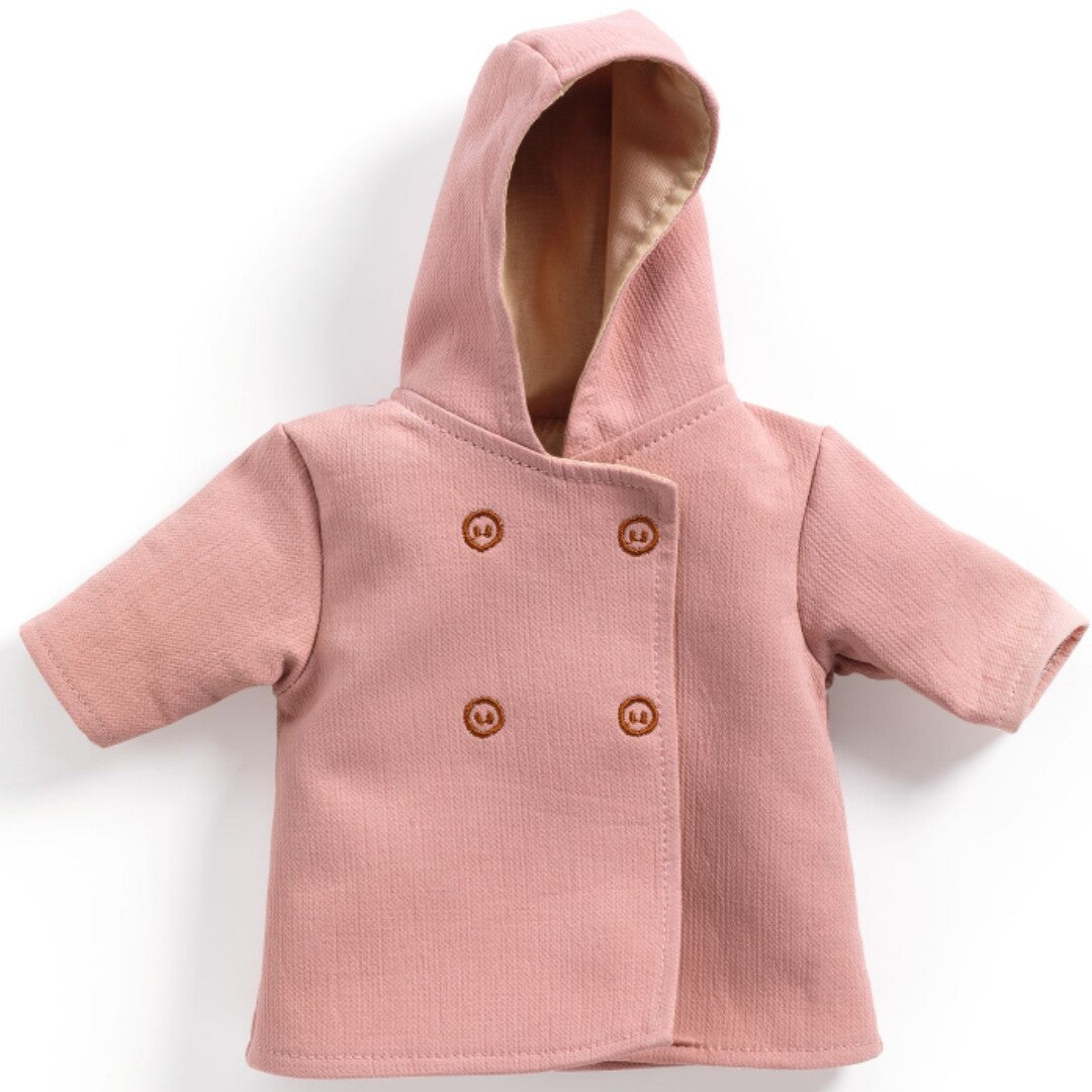 djeco poppenkleding pomea - jas met capuchon - 32 cm | DJ07734 | 0