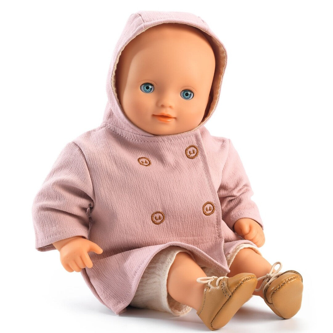 djeco poppenkleding pomea - jas met capuchon - 32 cm | DJ07734 | 1