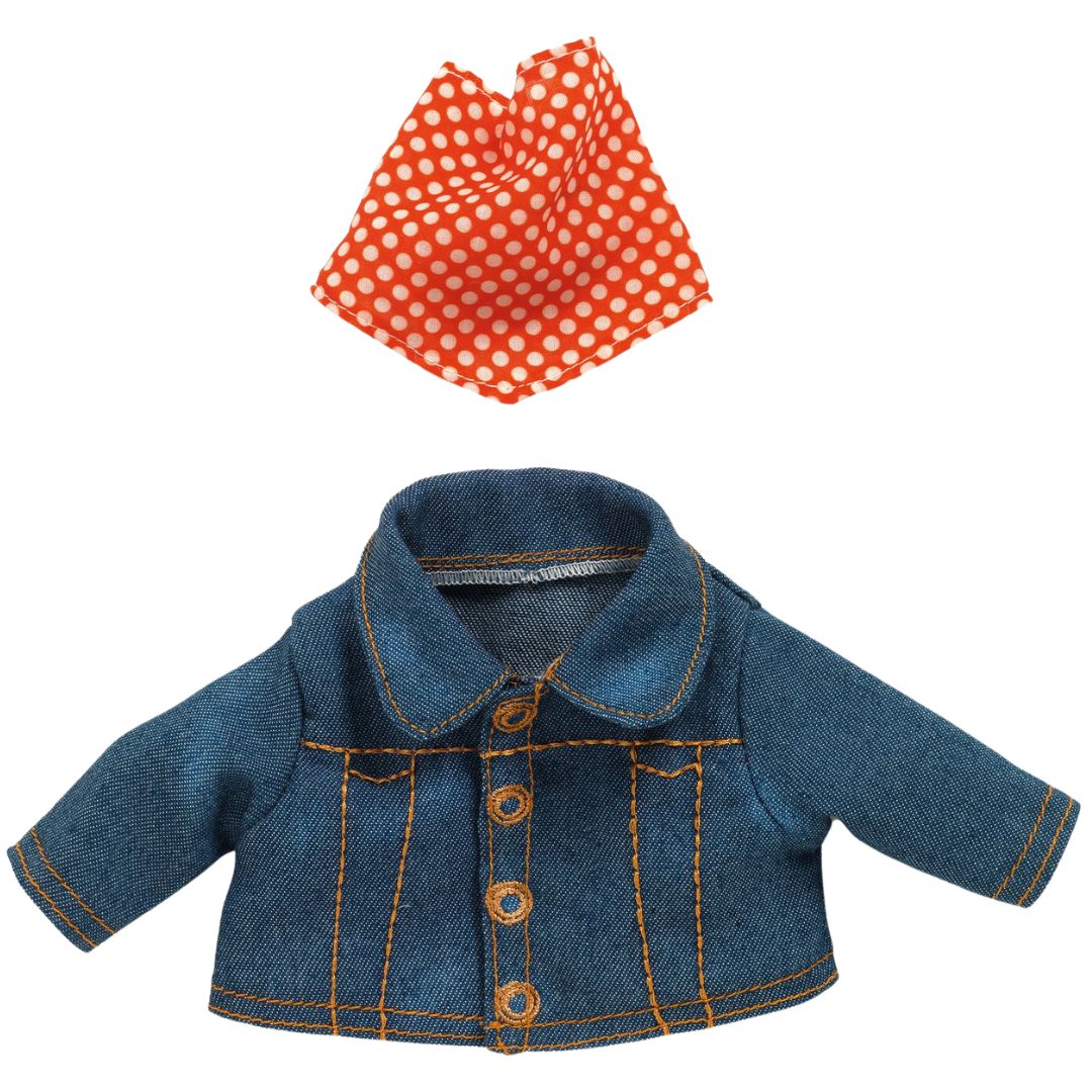 djeco poppenkledingset pomea lovely - blue jacket - 32 cm | DJ07773 | 0