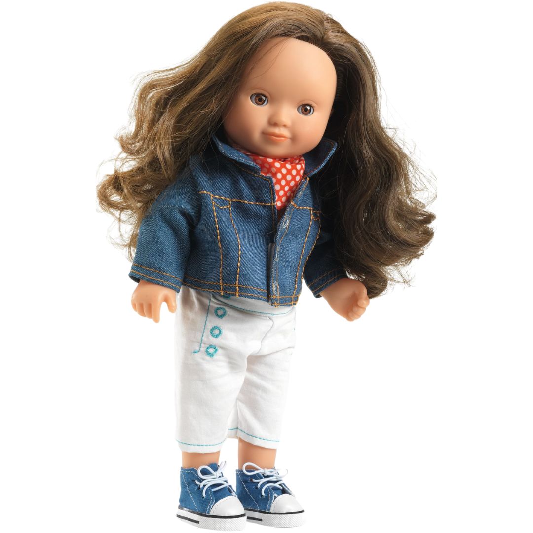 djeco poppenkledingset pomea lovely - blue jacket - 32 cm | DJ07773 | 3