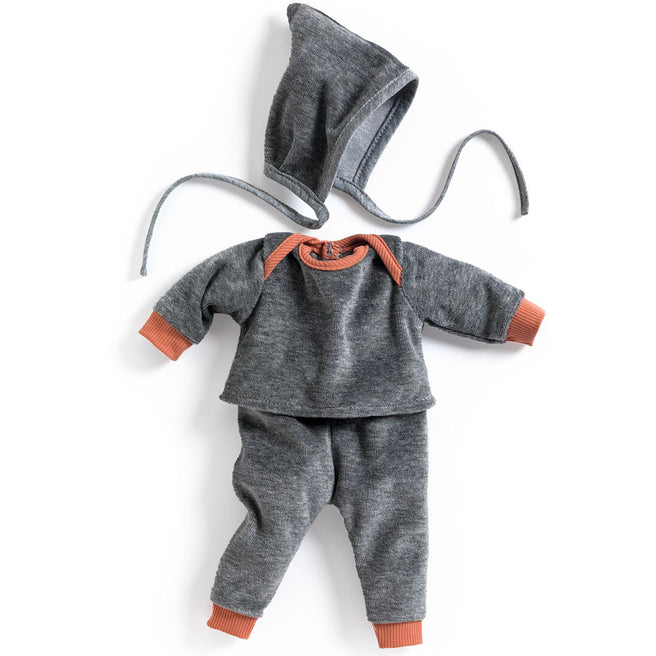 djeco poppenkledingset pomea - pearl gray - 32 cm | DJ07898 | 0