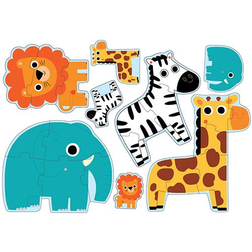 djeco puzzel 4 jungledieren (3,4,5,6 st) | DJ07135 | 0