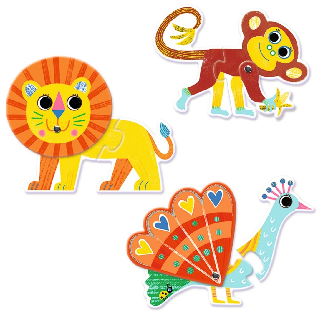 djeco puzzel duo wilde dieren 6x2st  | DJ08262 | 1