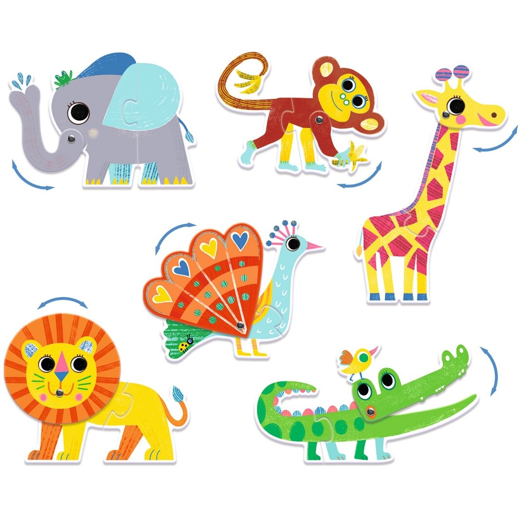 djeco puzzel duo wilde dieren 6x2st  | DJ08262 | 3