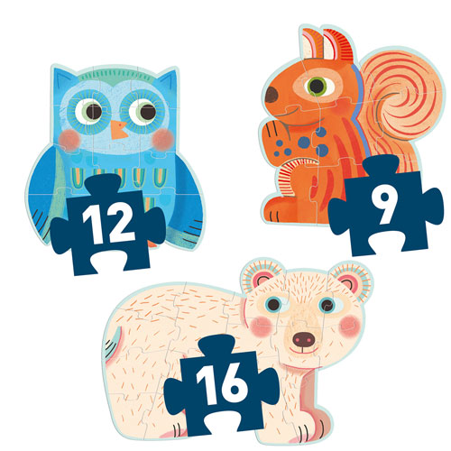 djeco puzzels in het bos (9,12 en 16st) | DJ07143 | 2