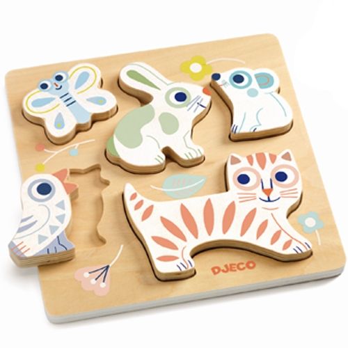 djeco reliëfpuzzel babyanimali - 5st | DJ06121 | 0