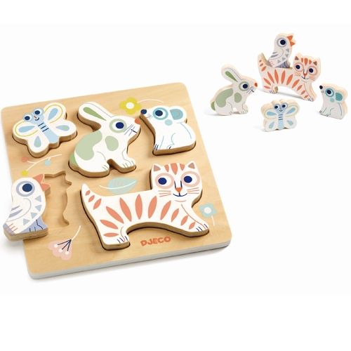 djeco reliëfpuzzel babyanimali - 5st | DJ06121 | 2